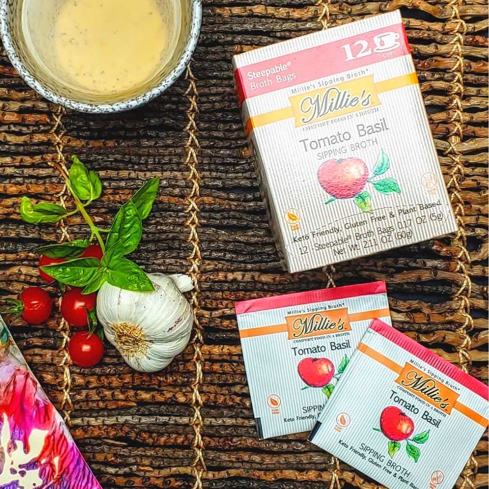 Millie's Tomato Basil Sipping Broth -3 Box Value Pack - 36 Servings