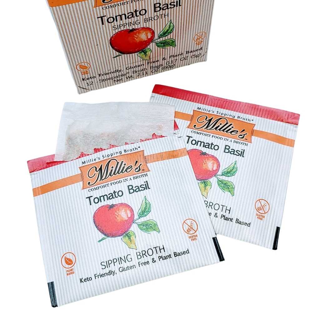Millie's Tomato Basil Sipping Broth  -3 Box Value Pack - 36 Servings